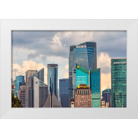 High rises in Pudong-Shanghai-China White Modern Wood Framed Art Print by Su, Keren