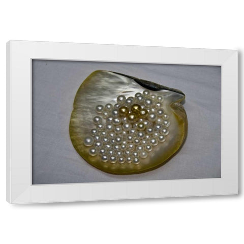 Cendana pearls from Aljui Bay, Papua, Indonesia White Modern Wood Framed Art Print by Shimlock, Jones