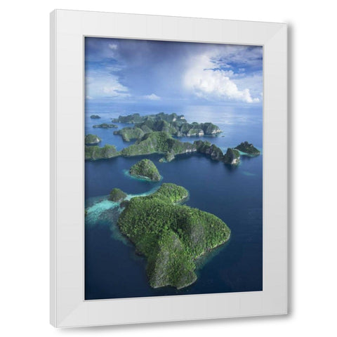 Indonesia, West Papua Aerial of Raja Ampat White Modern Wood Framed Art Print by Shimlock, Jones