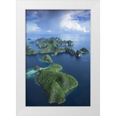 Indonesia, West Papua Aerial of Raja Ampat White Modern Wood Framed Art Print by Shimlock, Jones