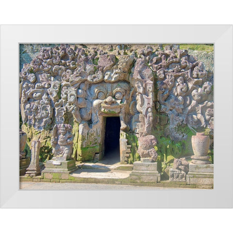 Indonesia-Bali-Ubud-Historic Balinese temples of Goa Gajah or Elephant Cave White Modern Wood Framed Art Print by Eggers, Terry