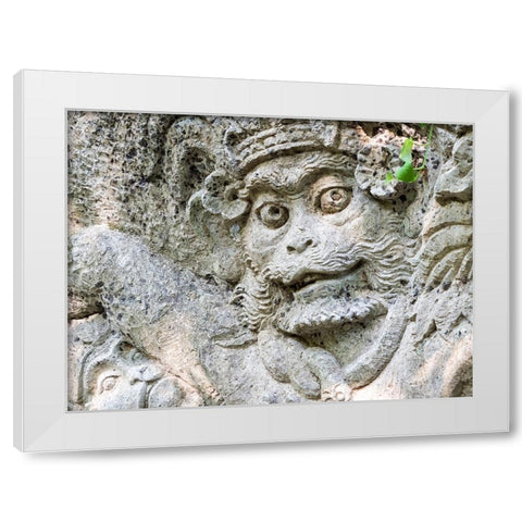 Indonesia-Bali-Ubud-Statue in Pura Tirta Empul temple White Modern Wood Framed Art Print by Eggers, Terry