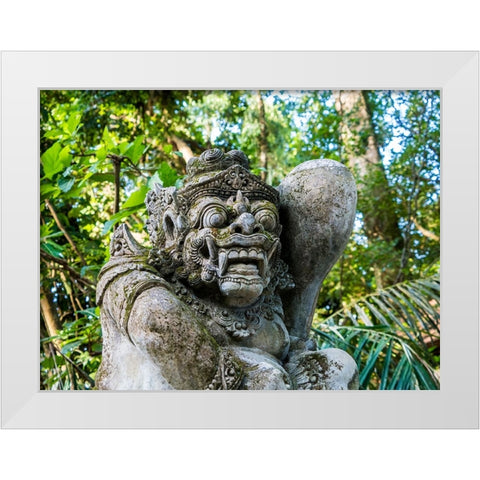 Indonesia-Bali-Ubud-Statue in Pura Tirta Empul temple White Modern Wood Framed Art Print by Eggers, Terry