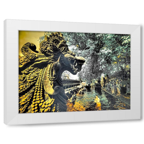 Indonesia-Bali-Ubud-Pura Tirta Empul Temple-bath in Tampaksiring sacred spring White Modern Wood Framed Art Print by Eggers, Terry