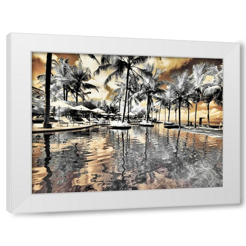 Bali-Ubud-Ponds and pools at hotel in Ubud White Modern Wood Framed Art Print by Eggers, Terry