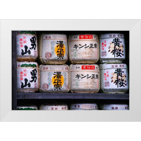 Japan, Tokyo Barrels of sake White Modern Wood Framed Art Print by Ross, Nancy ,  Steve