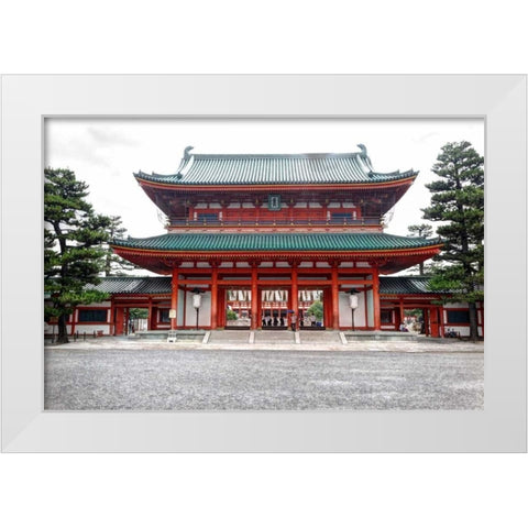 Japan, Kyoto, Heian Jingu Shrine, Shinto shrine White Modern Wood Framed Art Print by Flaherty, Dennis