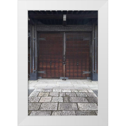 Japan, Kyoto Double wooden doors on building White Modern Wood Framed Art Print by Flaherty, Dennis