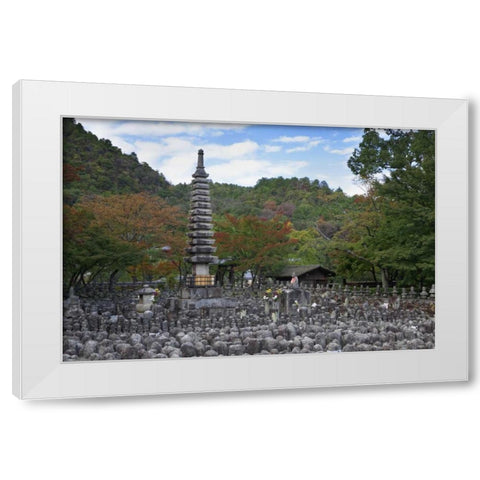 Japan, Kyoto Thousands of Buddhist statuettes White Modern Wood Framed Art Print by Flaherty, Dennis
