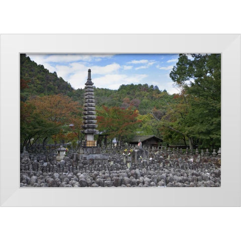 Japan, Kyoto Thousands of Buddhist statuettes White Modern Wood Framed Art Print by Flaherty, Dennis