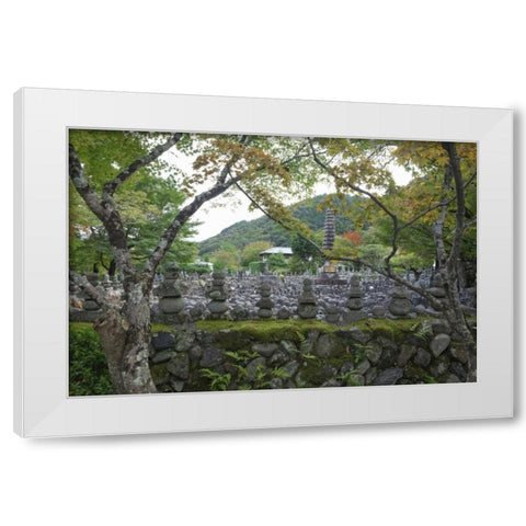 Japan, Kyoto Thousands of Buddhist statuettes White Modern Wood Framed Art Print by Flaherty, Dennis