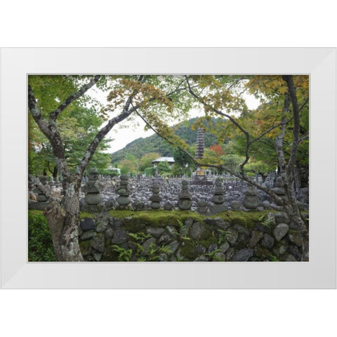 Japan, Kyoto Thousands of Buddhist statuettes White Modern Wood Framed Art Print by Flaherty, Dennis