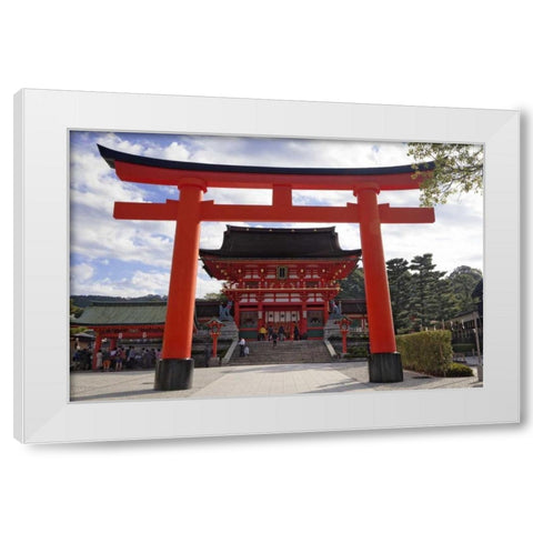 Japan, Kyoto, Fushimi-Inari-Taisha Torii Gate White Modern Wood Framed Art Print by Flaherty, Dennis