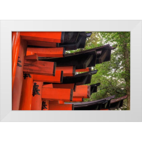 Japan, Kyoto, Fushimi-Inari-Taisha Torii Gates White Modern Wood Framed Art Print by Flaherty, Dennis