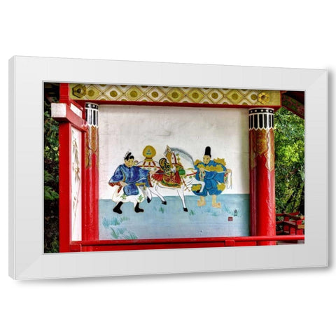 Japan, Nara Painting at a Shinto Shrine White Modern Wood Framed Art Print by Flaherty, Dennis