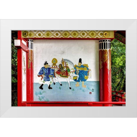 Japan, Nara Painting at a Shinto Shrine White Modern Wood Framed Art Print by Flaherty, Dennis