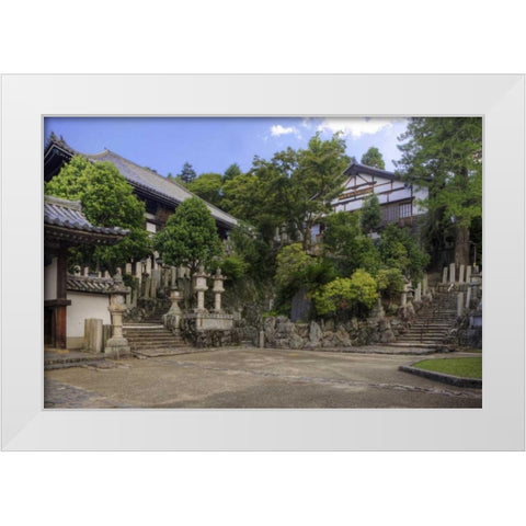 Japan, Nara, Nara Park View of Buddhist temple White Modern Wood Framed Art Print by Flaherty, Dennis