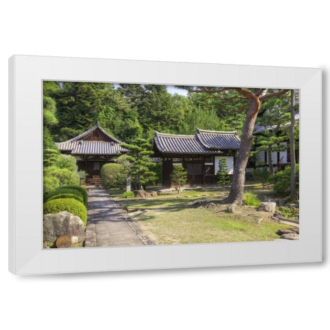Japan, Nara Grounds of the Shingon-in Temple White Modern Wood Framed Art Print by Flaherty, Dennis