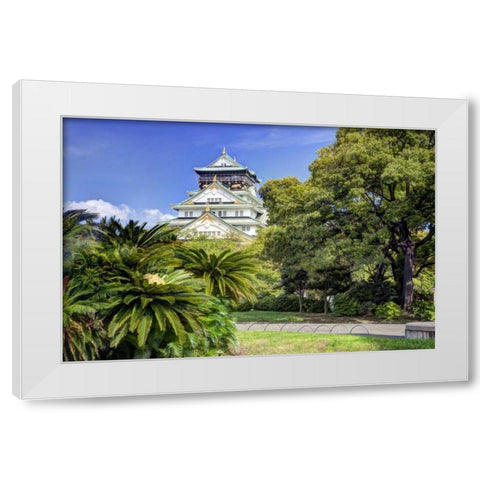 Japan, Osaka, Nara Prefecture The Osaka Castle White Modern Wood Framed Art Print by Flaherty, Dennis