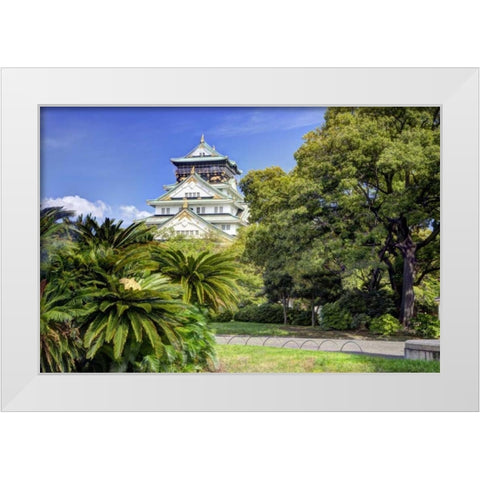 Japan, Osaka, Nara Prefecture The Osaka Castle White Modern Wood Framed Art Print by Flaherty, Dennis