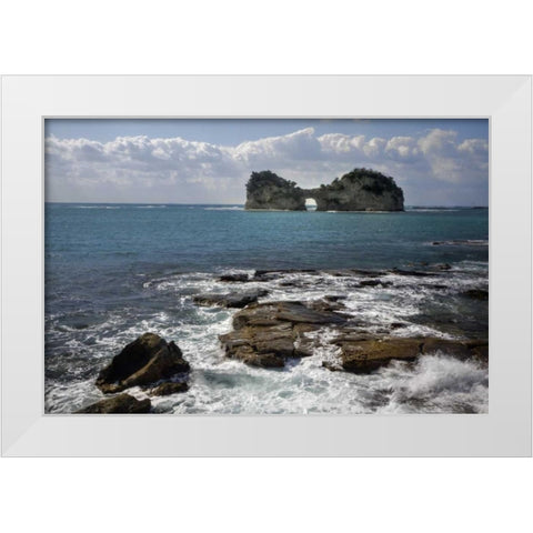 Japan, Wakagama Prefecture Engetsu Island White Modern Wood Framed Art Print by Flaherty, Dennis