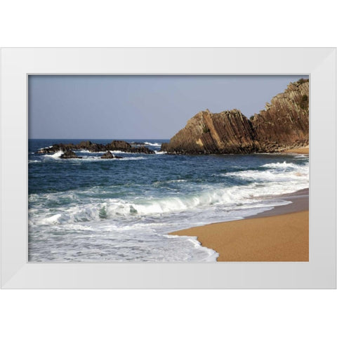 Asia, Japan Ocean beach in Kyoto Prefecture White Modern Wood Framed Art Print by Flaherty, Dennis