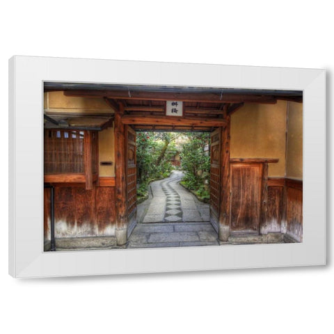 Asia, Japan, Kyoto Entrance to a home White Modern Wood Framed Art Print by Flaherty, Dennis