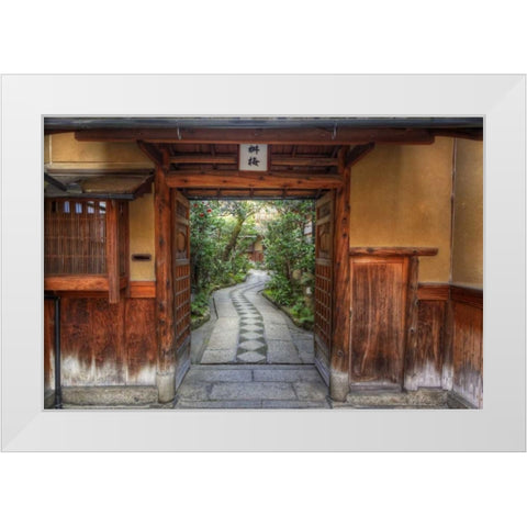 Asia, Japan, Kyoto Entrance to a home White Modern Wood Framed Art Print by Flaherty, Dennis