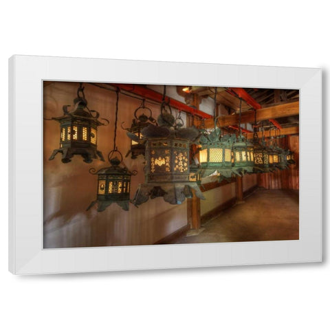 Japan, Kyoto Interior of Shinto shrine White Modern Wood Framed Art Print by Flaherty, Dennis