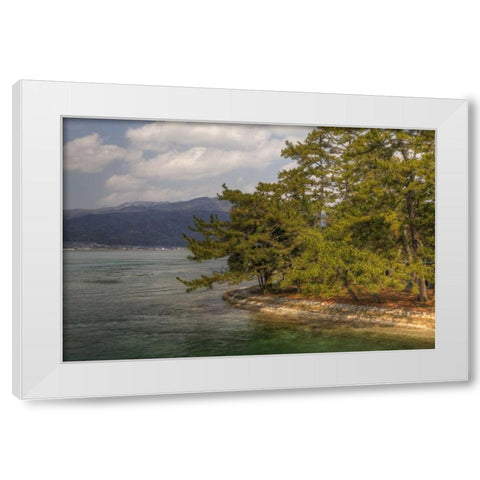 Japan Amanohashidate in Kyoto Prefecture White Modern Wood Framed Art Print by Flaherty, Dennis