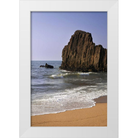 Japan, Kyoto Tateiwa Rock and ocean beach White Modern Wood Framed Art Print by Flaherty, Dennis