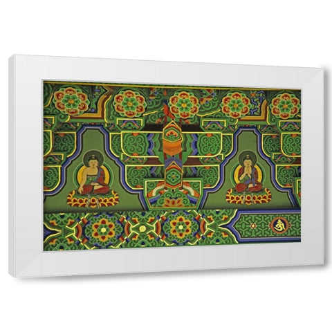 South Korea, Taegu Mural at a Buddhist Temple White Modern Wood Framed Art Print by Flaherty, Dennis