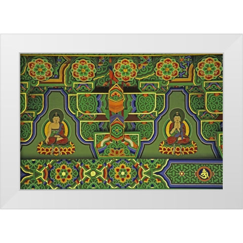 South Korea, Taegu Mural at a Buddhist Temple White Modern Wood Framed Art Print by Flaherty, Dennis