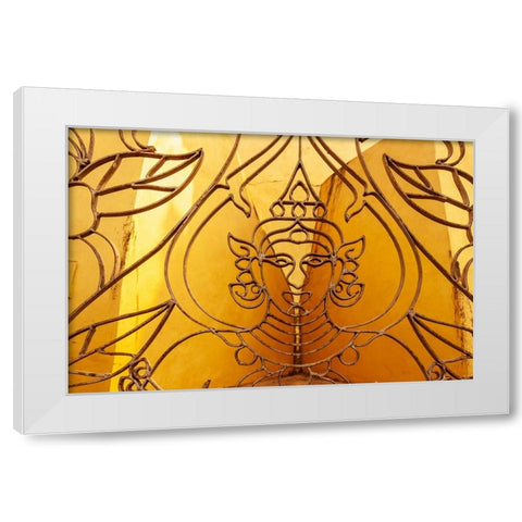 Architectural detail at Pha That Luang-Great Stupa in Lao-Vientiane-Capital of Laos-Southeast Asia White Modern Wood Framed Art Print by Haseltine, Tom