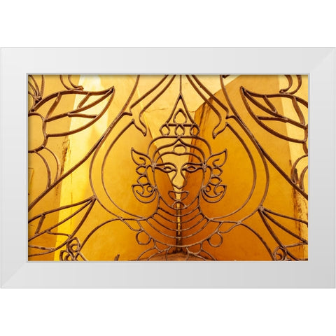 Architectural detail at Pha That Luang-Great Stupa in Lao-Vientiane-Capital of Laos-Southeast Asia White Modern Wood Framed Art Print by Haseltine, Tom