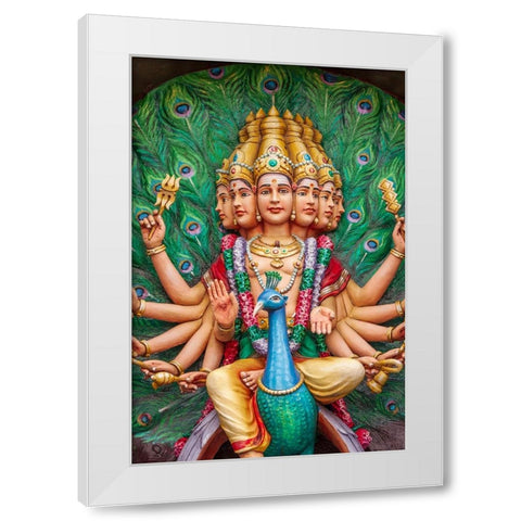 Kuala Lumpur- West Malaysia. Batu caves. Painted Hindu deities on altars. White Modern Wood Framed Art Print by Haseltine, Tom
