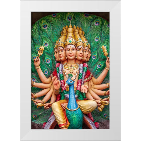 Kuala Lumpur- West Malaysia. Batu caves. Painted Hindu deities on altars. White Modern Wood Framed Art Print by Haseltine, Tom