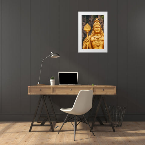 Kuala Lumpur- West Malaysia. Batu caves. The worlds tallest statue of Murugan- a Hindu deity White Modern Wood Framed Art Print by Haseltine, Tom