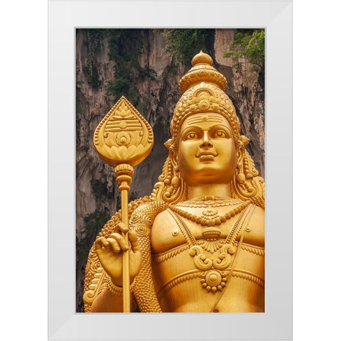 Kuala Lumpur- West Malaysia. Batu caves. The worlds tallest statue of Murugan- a Hindu deity White Modern Wood Framed Art Print by Haseltine, Tom