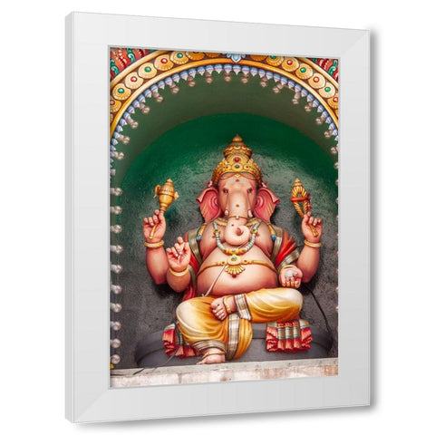 Kuala Lumpur- West Malaysia. Batu caves. Painted Hindu deity Ganesha. White Modern Wood Framed Art Print by Haseltine, Tom