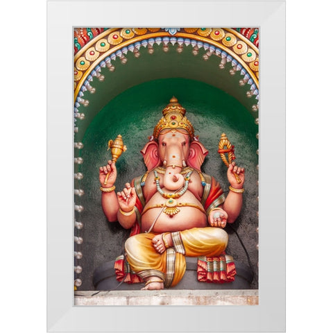Kuala Lumpur- West Malaysia. Batu caves. Painted Hindu deity Ganesha. White Modern Wood Framed Art Print by Haseltine, Tom