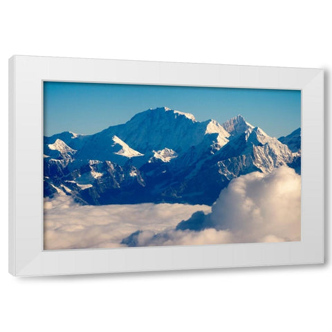 Mount Everest-8848m-in the Himalayas above the clouds-Nepal White Modern Wood Framed Art Print by Su, Keren