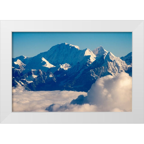 Mount Everest-8848m-in the Himalayas above the clouds-Nepal White Modern Wood Framed Art Print by Su, Keren