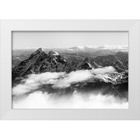Gauri Shankar-7134m-in the Himalayas above the clouds-Nepal White Modern Wood Framed Art Print by Su, Keren
