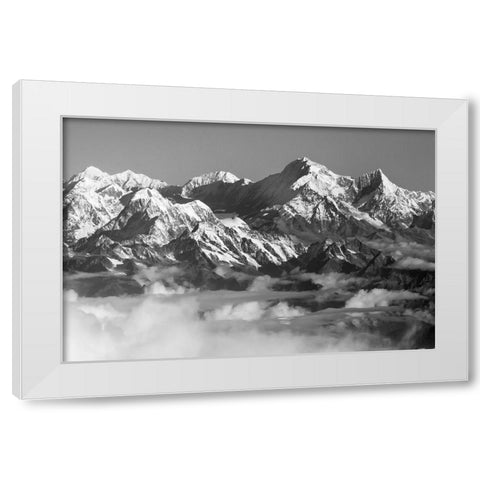 Mount Everest-8848m-in the Himalayas above the clouds-Nepal White Modern Wood Framed Art Print by Su, Keren