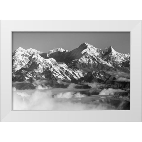Mount Everest-8848m-in the Himalayas above the clouds-Nepal White Modern Wood Framed Art Print by Su, Keren