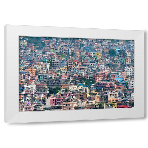 Cityscape of Kathmandu-Nepal White Modern Wood Framed Art Print by Su, Keren