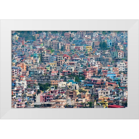Cityscape of Kathmandu-Nepal White Modern Wood Framed Art Print by Su, Keren