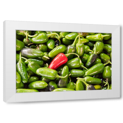 Selling peppers at the market-Kathmandu-Nepal White Modern Wood Framed Art Print by Su, Keren