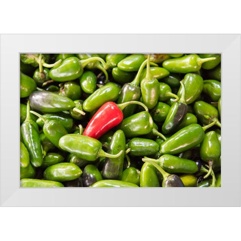 Selling peppers at the market-Kathmandu-Nepal White Modern Wood Framed Art Print by Su, Keren